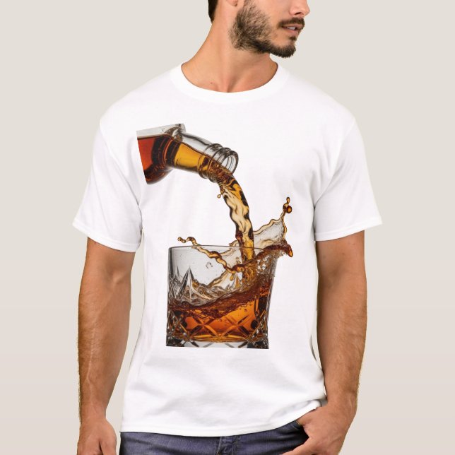 Trendiges Silber WHISKY SPLASH Textdesign T-Shirt (Vorderseite)