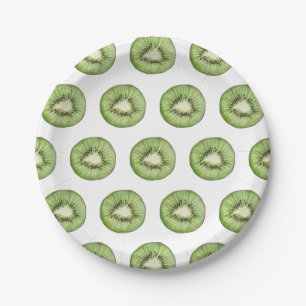 Trendiges Sommer-Watercolor-Frucht-Kiwi-Muster Pappteller
