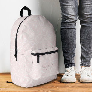 Trendiges stilvolles Lächeln Mädchenhaft Rosa Bedruckter Rucksack
