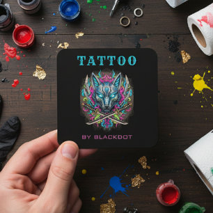 Trendiges Tattoo-Studio-Buchungs-QR-Code-Tätowiere Quadratische Visitenkarte