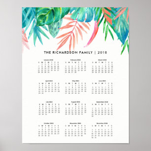 Trendiges tropisches Aquarell 2018 Kalender Poster