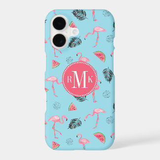 Trendiges tropisches Flamingo- und Wassermelonmust