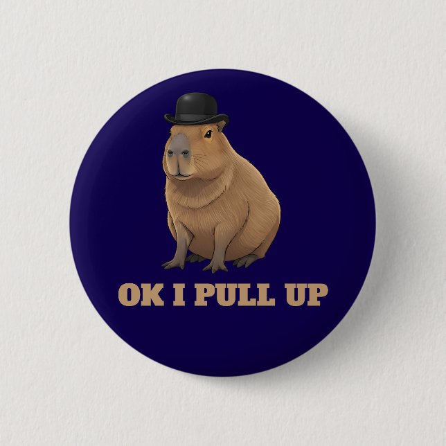 Trendiges und lustiges Capybara-Meme-Design Button (Vorderseite)