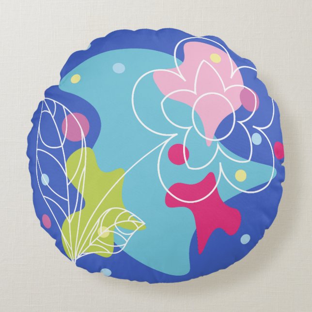 Trendiges Vektormuster einer sommerlichen Blume in Rundes Kissen (Vorderseite)