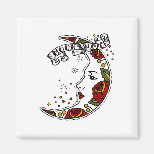 Trendiges Vintage-Mond-Tattoo _1 Magnet