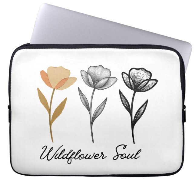 Trendiges Wildblumen-Design Laptopschutzhülle (Vorderseite)