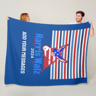 Trending Custom Text Kamala Harris Walz Donkey Fleecedecke