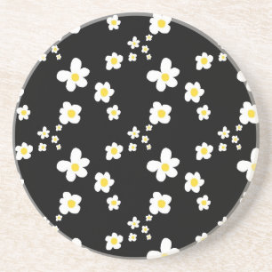 Trending daisy Muster schwarz gelb weiß, modern Getränkeuntersetzer