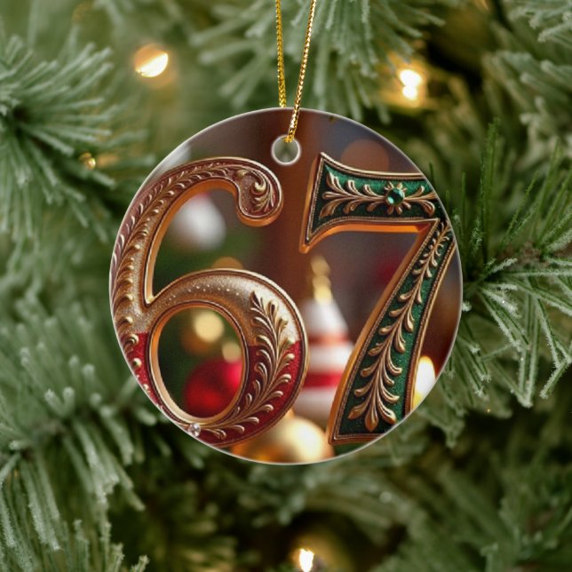 Trending Elegant Six Seven Christmas Meme Keramik Ornament (Baum)