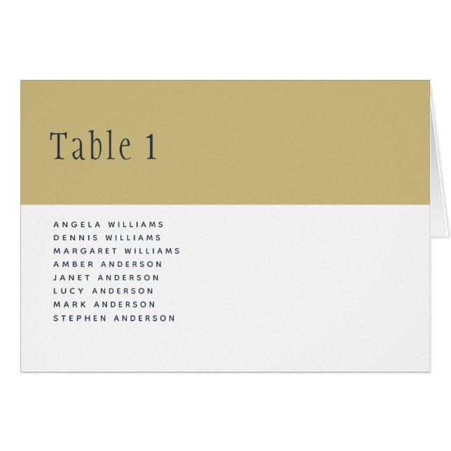 Trending Gold White Wedding Tischnummer Names (Vorderseite (Horizontal))