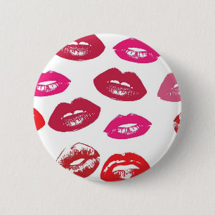 Trending Kisses Muster luscious rosa Lippen mwah! Button