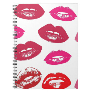 Trending Kisses Muster luscious rosa Lippen mwah! Notizblock