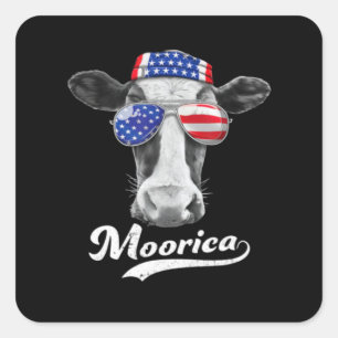 Trending Kuh 4th July Moorica Quadratischer Aufkleber