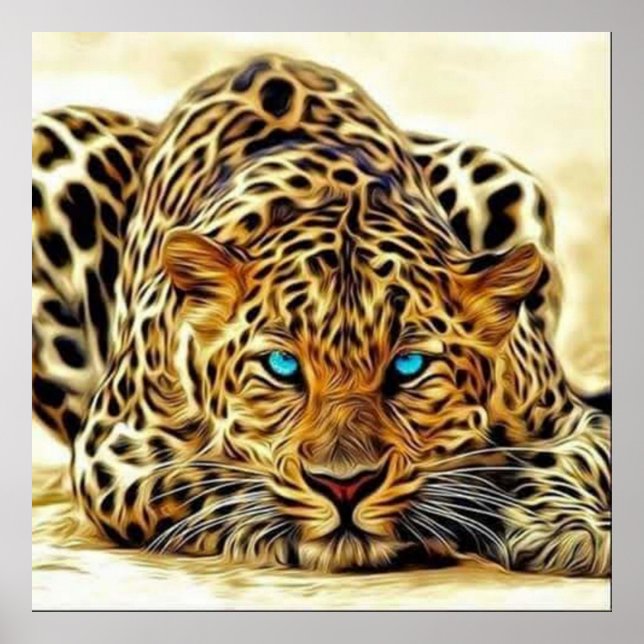 Trending Leopard Blue Eyes Poster (Vorne)