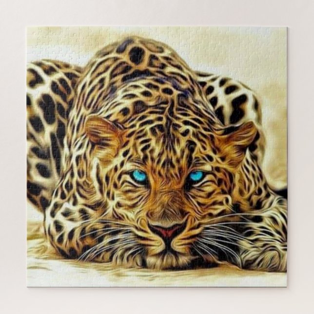 Trending Leopard Blue Eyes Puzzle (Vertikal)
