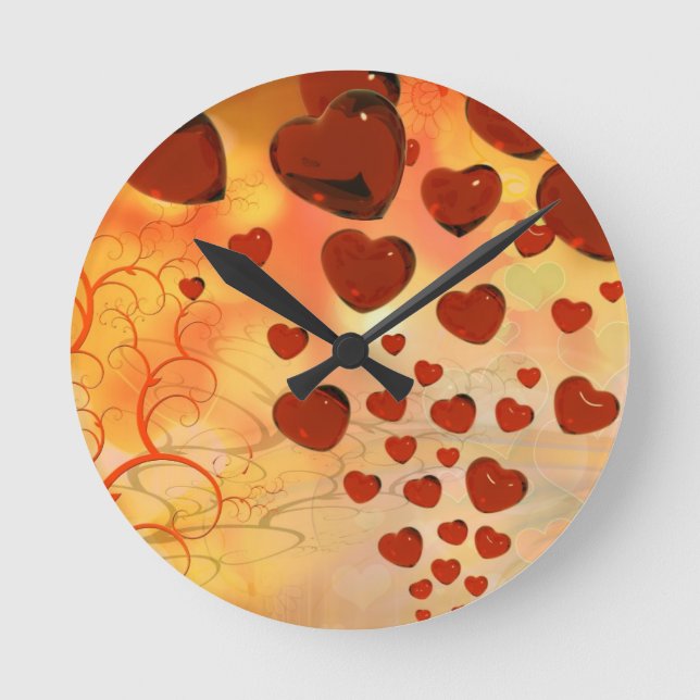 Trending Liebe Herzen, Accessoires. Valentinstag Runde Wanduhr (Vorderseite)