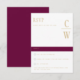 Trending Modern Berry Wine Gold Wedding RSVP Karte
