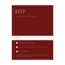 Trending Modern Burgundy Gold Wedding RSVP Postca