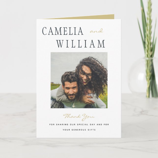 Trending Modern Minimalistisch Wedding FOTO Vielen Dankeskarte (Vorderseite)