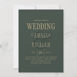 Trending Modern OLIVE Green Gold Wedding Einladung