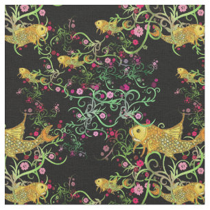 Trending Orientalischer Stil Koi und Blume Muster Stoff