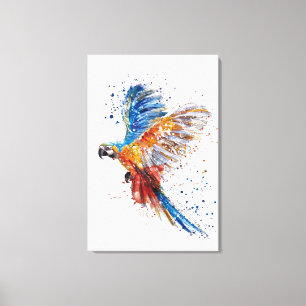 Trending Parrot Aquarellbilder gekrempelte Canvas Leinwanddruck