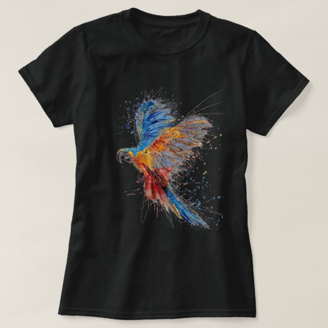 Trending Parrot Watercolor T - Shirt (Design vorne)