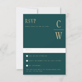 Trending Peacock AQUAMARIN Green Gold Wedding RSVP