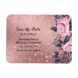 Trending ROSEGOLD Wedding Pink Navy Metallic Magnet