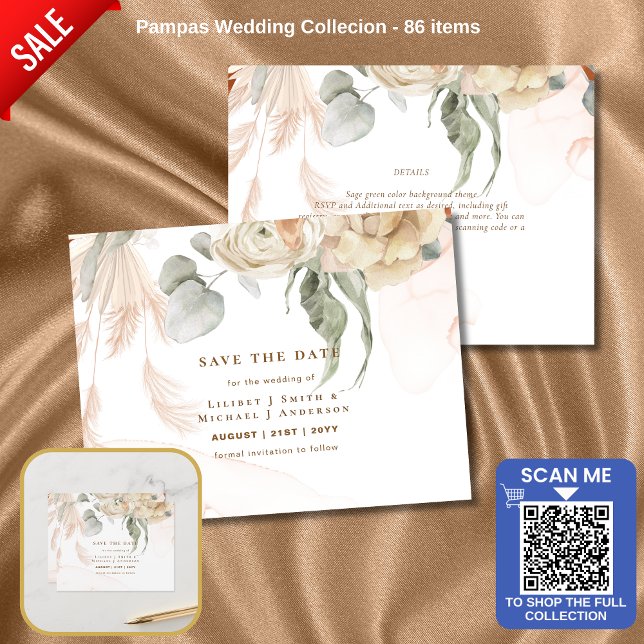 Trending Terracotta Pampas Grass Wedding Postkarte (Von Creator hochgeladen)