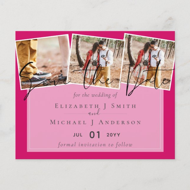 Trending Wedding Color Pink BUDGET Speichern Sie d (Vorderseite)