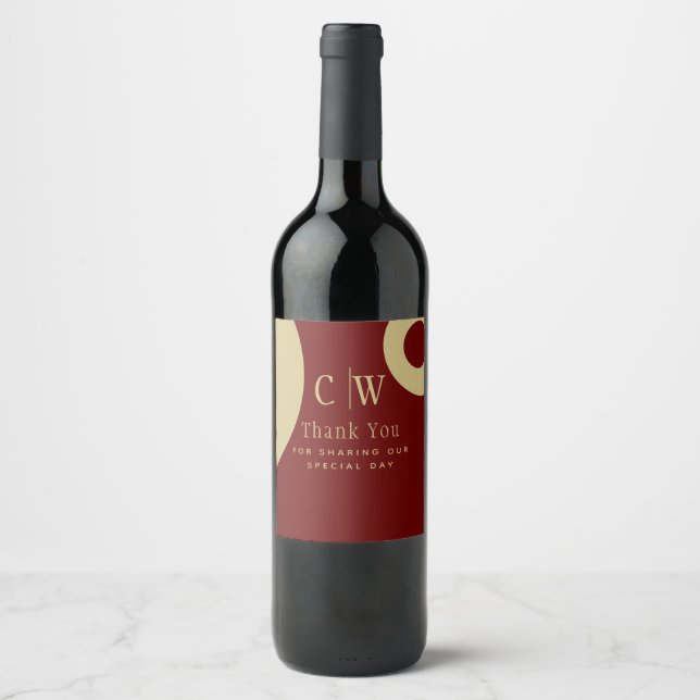 Trending Wedding Vielen Dank Burgundy Gold Wine La Weinetikett (Vorderseite)