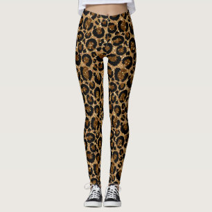Trendleopard-Druck mit Glitzer Leggings