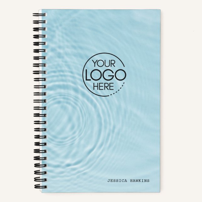 Trendlight Blue Water Ripples Modernes Logo Notizbuch (Vorderseite)