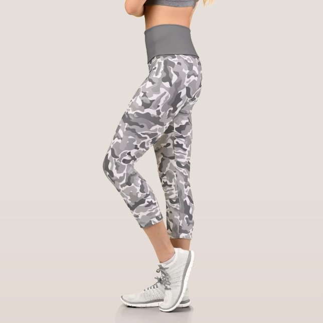 Trendlight Grau Camouflage Muster Capri Leggings (Links)