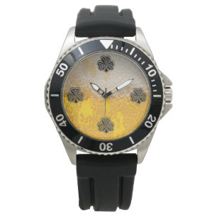 Trendlustiges Bier Irisches Glück Kleeblatt Armbanduhr
