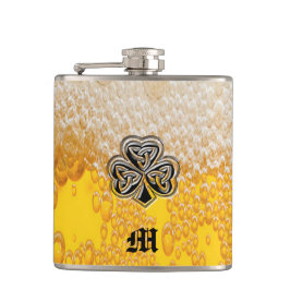 Trendlustiges Bier Irisches Kleeblatt Monogramm Flachmann