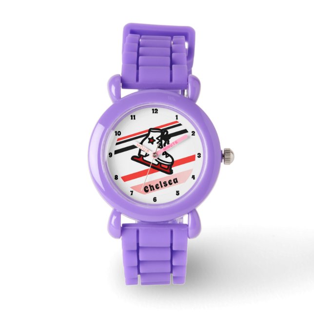 Trendly Figure Skaten Girl Skate Personalisiert Re Armbanduhr (Vorderseite)