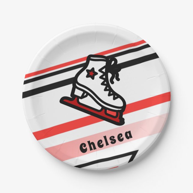 Trendly Figure Skaten Girl Skate Personalisiert Re Pappteller (Vorderseite)