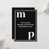 Trendly Lower Case Monogram Black Save the Date