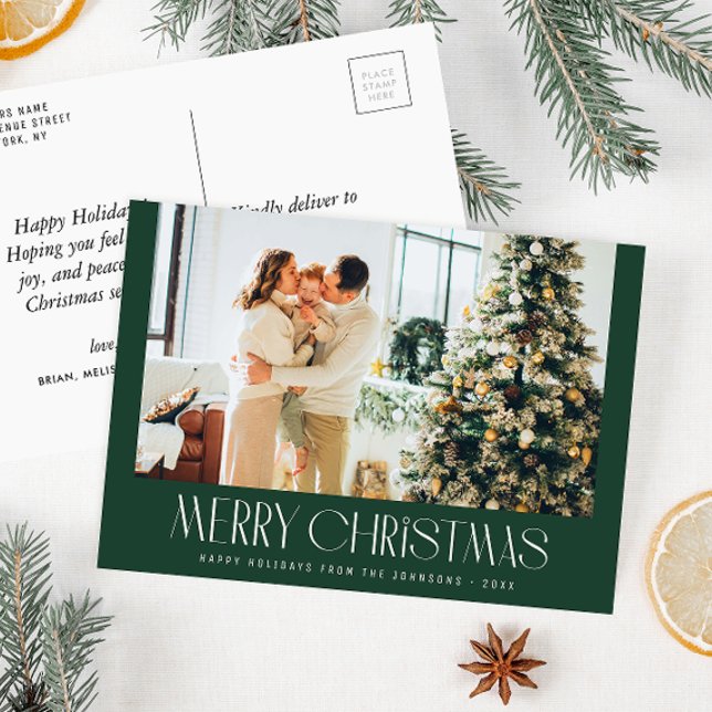 Trendly Minimal Foto Weihnachtskarte Postkarte (Von Creator hochgeladen)