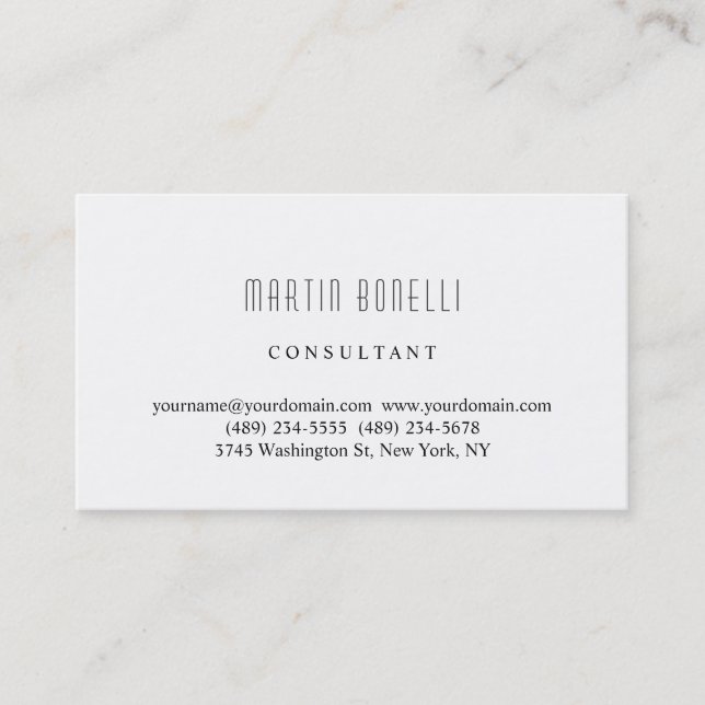 Trendly Simple White Beruflich Business Card Visitenkarte (Vorderseite)