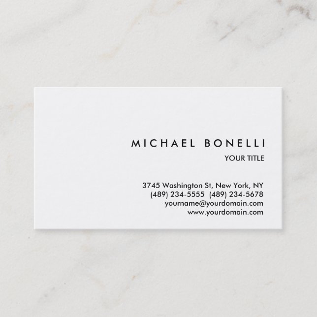 Trendly Simple White Beruflich Business Card Visitenkarte (Vorderseite)