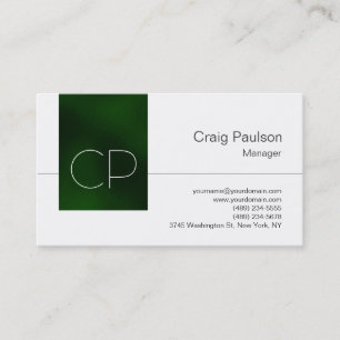 Trendly White Green Clear Monogram Business Card Visitenkarte