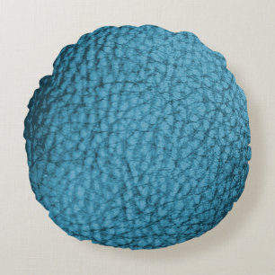 Trendmedium Blue Imitats Leather Design Rundes Kissen
