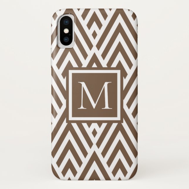 Trendmedium braune Monogramm-Arrow-Diamantmuster Case-Mate iPhone Hülle (Rückseite)