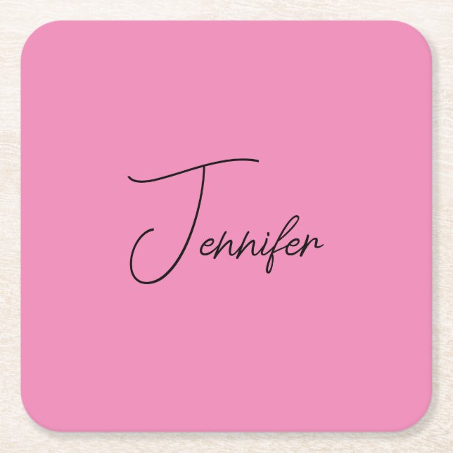 TrendMinimalistisch Moderne, Schlichte Rosa Farbe Rechteckiger Pappuntersetzer (Vorderseite)