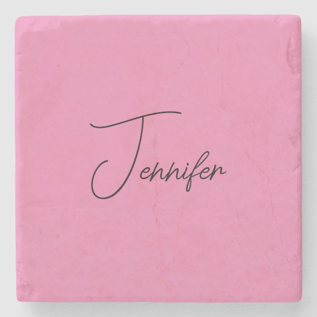 TrendMinimalistisch Moderne, Schlichte Rosa Farbe Steinuntersetzer (Vorderseite)