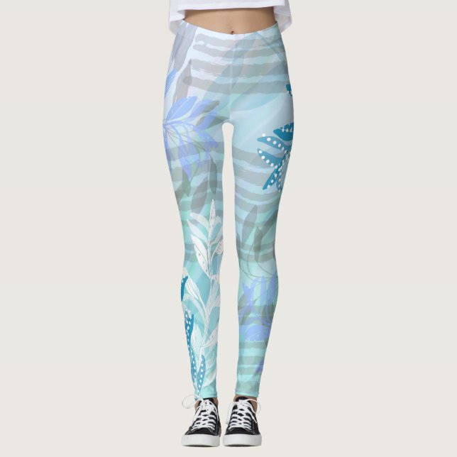 Trendmoderne Herbstblätter abstrakt floral Leggings (Vorderseite)