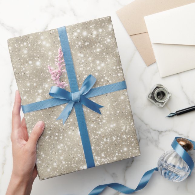 Trendneutral Beige Feine Creme Glittermuster Geschenkpapier (Schenken)